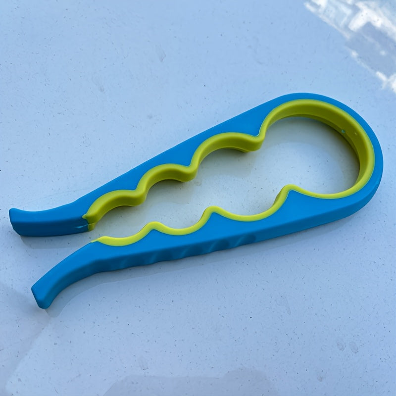 1pc Multi-Functional Plastic Jar Opener, Non-Slip Grip Bottle Cap Twist Tool, Creative 4-in-1 Lid Remover, Kitchen Can Opener
