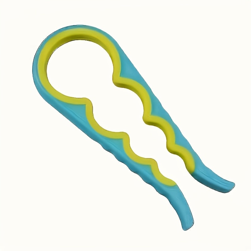 4-in-1 Ergonomic Can Opener for Easy Grip - Blue & Yellow Plastic Kitchen Tool, Ideal for Seniors and Arthritis Sufferers, Multi-Functional Jar Opener with Measurement Markings