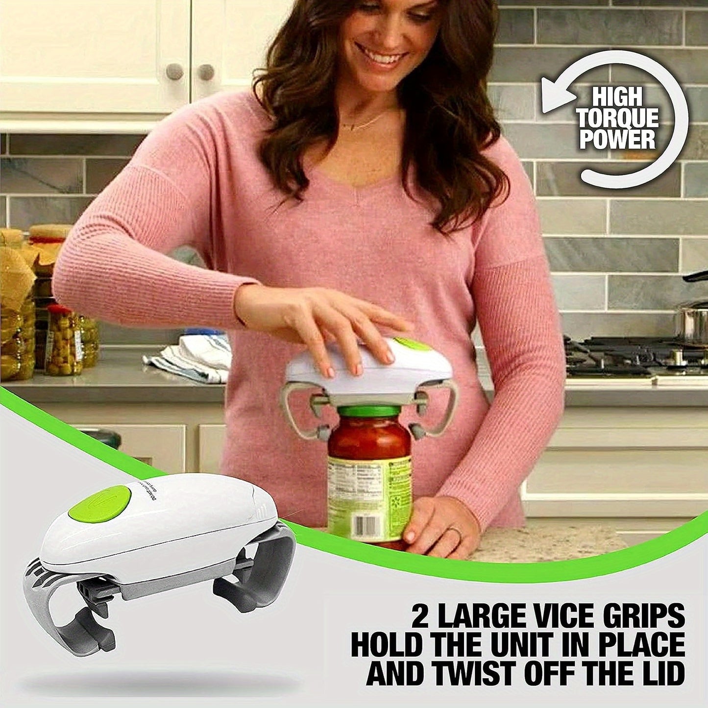 Electric Jar Opener for Seniors and Arthritic Hands | One-Touch Operation with Auto-Off Feature | High Torque, Battery-Powered (AA Batteries Required) | Ergonomic Design for Easy Use in Kitchens & Restaurants, Jar Opener Gripper father gift
