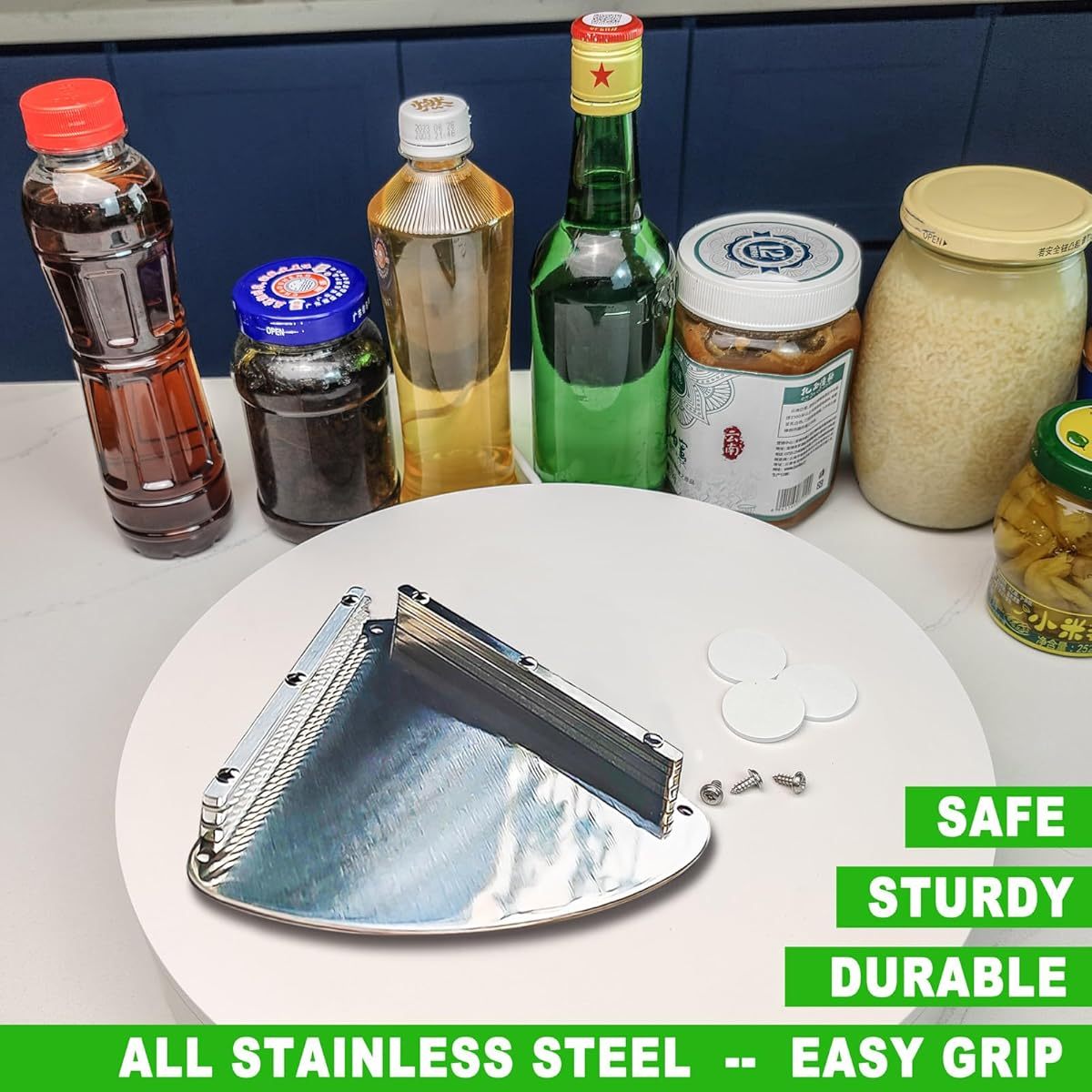 Ergonomic Under Cabinet Jar & Bottle Cap Opener for Seniors with Arthritis & Weak Hands - Stainless Steel Manual Opener with Easy-Grip Handle, No Electricity Needed, Safe Kitchen Tool for Small Spaces, Sleek Metallic Finish, Durable Construction