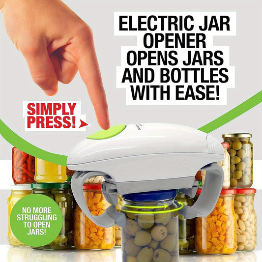 Electric Jar Opener for Seniors and Arthritic Hands | One-Touch Operation with Auto-Off Feature | High Torque, Battery-Powered (AA Batteries Required) | Ergonomic Design for Easy Use in Kitchens & Restaurants, Jar Opener Gripper father gift