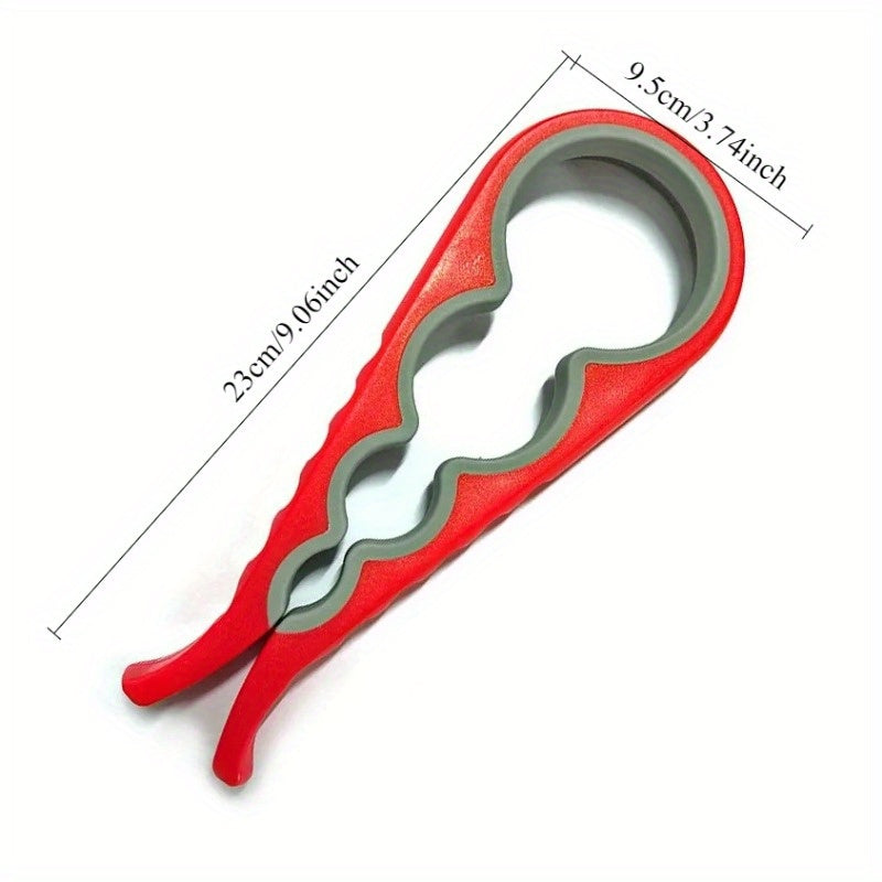 1pc Multi-Functional Plastic Jar Opener, Non-Slip Grip Bottle Cap Twist Tool, Creative 4-in-1 Lid Remover, Kitchen Can Opener